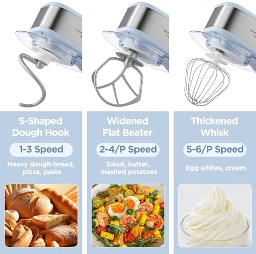 3-IN-1 Electric Stand Mixer 5.3QT 6-Speed with Pulse Function Blue