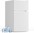 Mini Fridge with Freezer, 3.2 Cu.Ft Compact Refrigerator with 2 Doors, Small Fridge with Adjustable Thermostat & Removable Glass Shelves for Bedroom, Office, Dorm, or Apartment, White