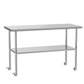 Stainless Steel Table with Wheels for Food Prep & Work 30" x 60" Utility Table with Adjustable Undershelf, Commercial Workstation in Kitchen, Garage, Outdoor BBQ
