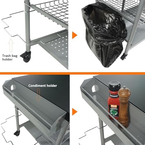 Heavy Duty Grill Cart Pizza Oven Table for Blackstone 17/22 Griddle Ninja Ooni Woodfire