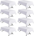 sancua 8 Pack White Tablecloth 60 x 102 Inch, Rectangle Table Cloth for 6 Feet Tables - Stain and Wrinkle Resistant Washable Polyester Table Cover for Dining Tables, Buffet Parties and Camping