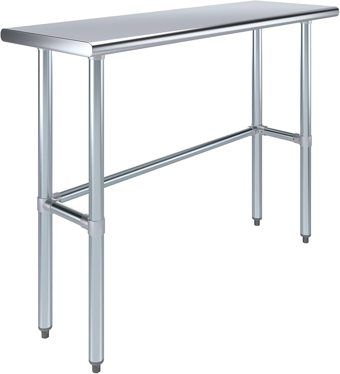 AmGood Stainless Steel Work Table Open Base | NSF Kitchen Island Food Prep | Laundry Garage Utility Bench (48" Long X 16" Deep)