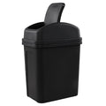 Idotry 1.8 Gallon / 7 Liter Plastic Trash Can, Small Garbage Bin with Swing Lid, Black