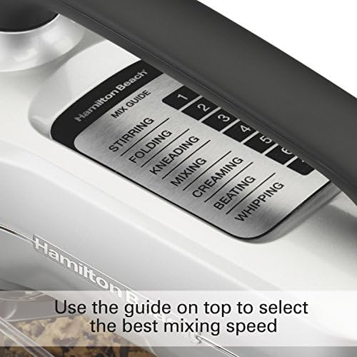 Hamilton Beach Electric Stand Mixer, 4 Quarts, Dough Hook, Flat Beater Attachments, Splash Guard 7 Speeds with Whisk, Black with Top Handle and Hamilton Beach 6-Speed Electric Hand Mixer with Whisk, Traditional Beaters, Snap-On Storage Case, White
