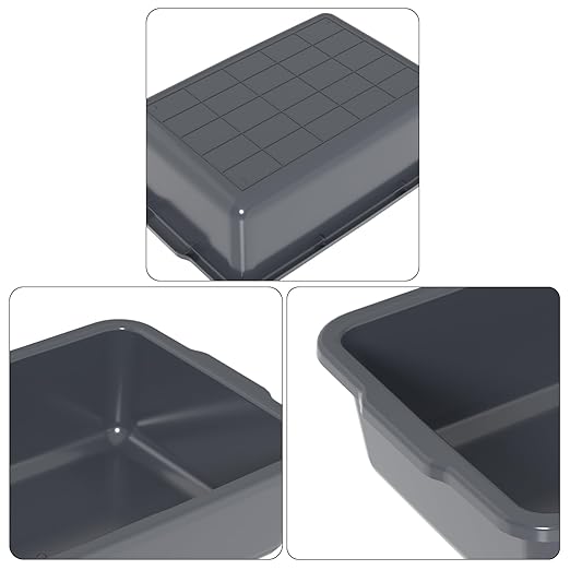 23 L Plastic Commercial Utility Bus Box, 4-Pack Plastic Bus Totes for Restaurant Gray