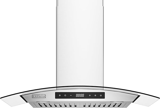 Empava Wall Mount Range Hood 30 Inch, Ducted/Ductless Kitchen Exhaust Stove Vent with Modern Style, 400CFM, 3-Speed, Touch Control, Timer, LED Lights, Stainless Steel (Charcoal-Filter Sold Separately)