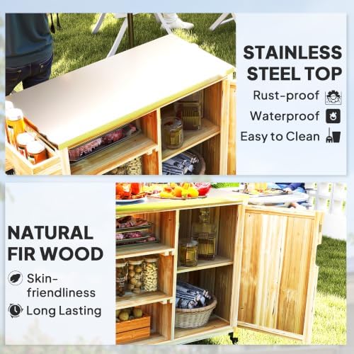 Outsunny Outdoor Grill Cart, Storage Cabinet, Outdoor Kitchen Island