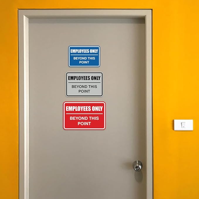 All Quality Classic Framed Employees Only Beyond This Point Wall or Door Sign | Easy to Install Business Signage - Large (Walnut) 2 Pack