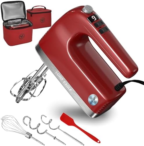 Lord Eagle 9-Speed Digital Hand Mixer Electric Handheld, 500W DC Motor