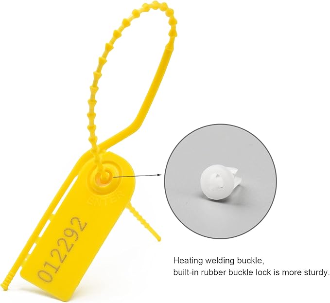 1000 PCS Plastic Tamper Seals Pull Tight Security Seals Tags Breakaway Seals Numbered Zip Ties Disposable Self-Locking Ties for Fire Extinguisher, Tear Off Type, 210mm Length