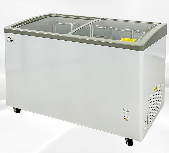 Chest Freezer Glass Door sliding Commercial Ice Cream Freezer 50" White Curve Display Top w/Storage Baskets 15-Cu.Ft sd451s
