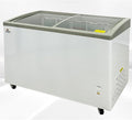 Chest Freezer Glass Door sliding Commercial Ice Cream Freezer 50" White Curve Display Top w/Storage Baskets 15-Cu.Ft sd451s