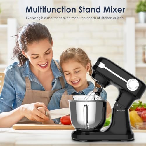 5.5QT Stand Electric Mixer, 12-Speed Kitchen Mixer with Tilt-Head, Stainless Steel Bowl Dough Mixer, Egg Whisk, Dough Hook & Beater Included, Idea for 3-5 Family (Black)