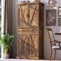 72" Tall Kitchen Pantry Cabinet, Rusty-Brown Pantry Storage Cabinet with Adjustable Shelves, Barn Doors and Drawer Farmhouse Cupboard for Kitchen, Dining Room, Bathroom (16" D x 30" W x 72" H)