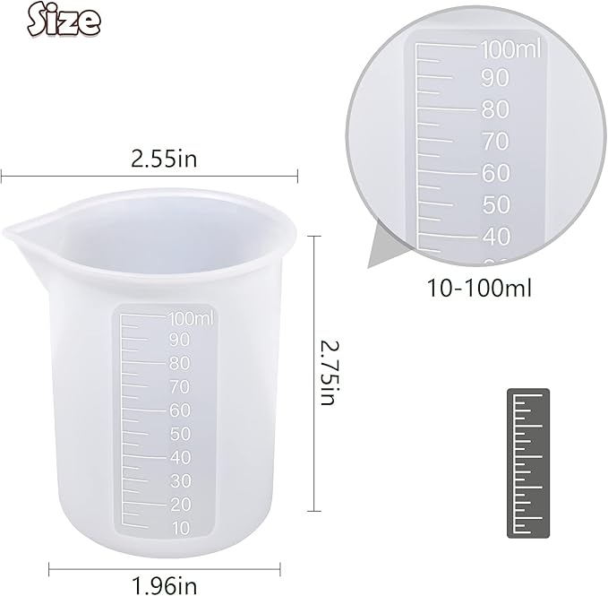 Moukiween 10pcs Silicone Measuring Cups for Resin,100ml Mixing Cups for Resin DIY Craft Jewelry Making Paint Pouring Cup, Non-Stick Clearer Precise Scale Reusable