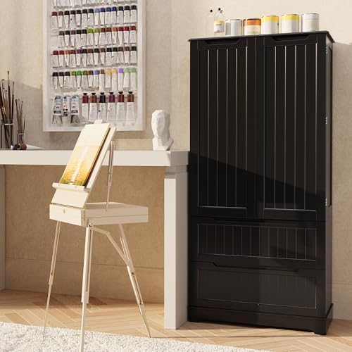 Gizoon 63" Kitchen Pantry Cabinet with Drawers for Dining Room, Black