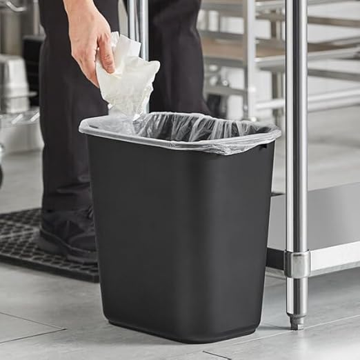 Rectangular Wastebasket, 7 Gallon, Black, 14.5W x 10.5D x 15.1H inches, Stackable