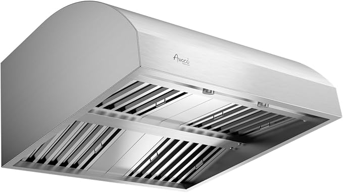 Awoco 36” Outdoor BBQ Vent Hood 17” High Type 304 Stainless Steel, 4 Speeds 1000 CFM, Adjustable LED Lights, 8” Round Top Vent