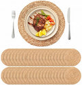 13.8'' Round Woven Placemats Set of 40, Boho Wicker Chargers, Terrekraft