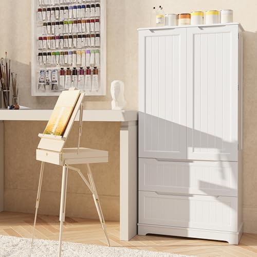 Gizoon 63" Kitchen Pantry Cabinet with Drawers for Dining Room, White