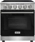 KOSTCH 30 inch Professional Electric Range with 5 Heating Elements Cooktop, 4.55 Cu. Ft. Convection Oven Capacity, Smooth Glass Top, in Stainless Steel, KOS-30RE06H (Black)