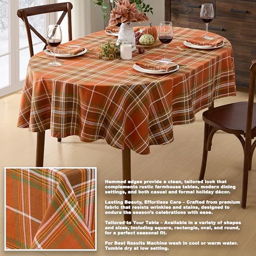 Thanksgiving Culloden Plaid 60 x 84 Inch Oval 100% Cotton Tablecloth