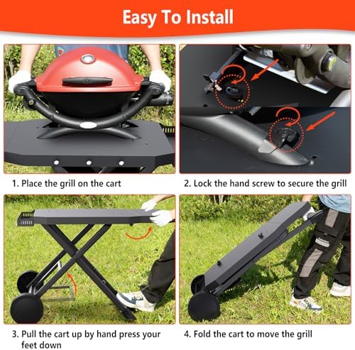 Upgraded Portable Grill Cart for Weber Q1200, Q1000, Q2200, Q2000