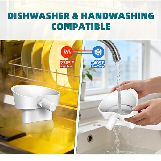 Silicone Flour 5QT 6QT 7QT Long Size Funnel for Kitchen Aid Stand Mixer,Food Grade BPA-Free Silicone Durable Long Version Funnel Fits 5QT 6QT 7QT,Mess-Free Dishwasher Safe Baking Accessory(White-Long)