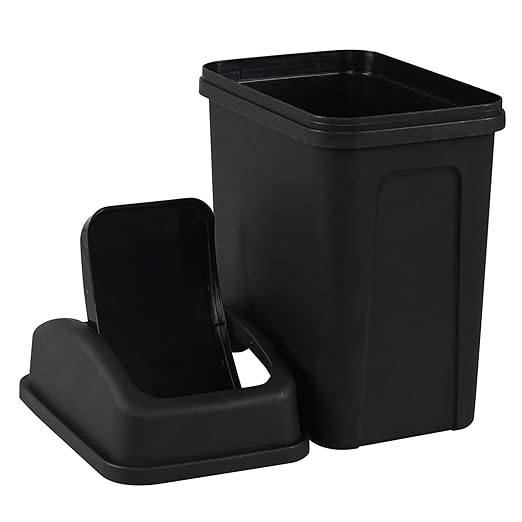 1.8 Gallon Swing Top Trash Can, Small Swing Garbage Can, Black