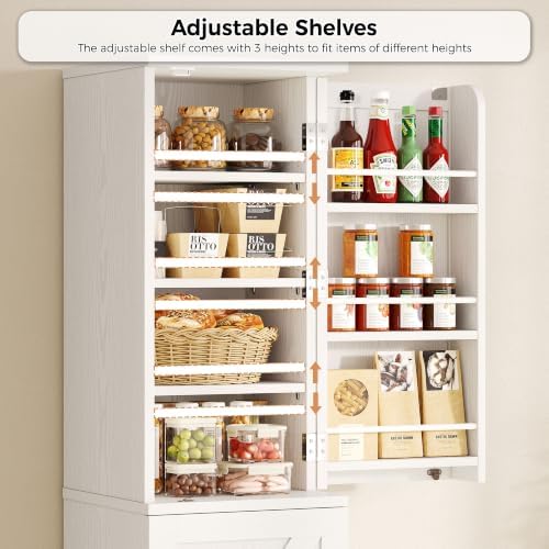 IRONCK Tall Pantry Cabinet, Narrow Kitchen Storage Cabinet with Drawers