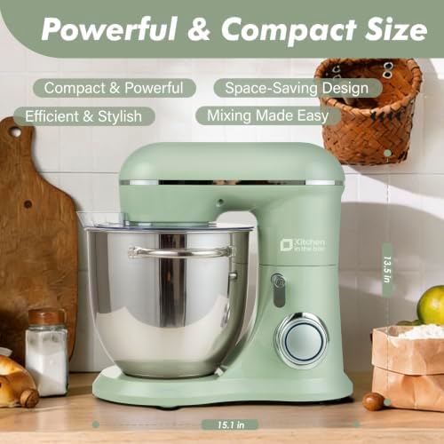 Kitchen in the box 6.5QT Stand Mixer,10-Speed Stainless Steel Bowl (Green)