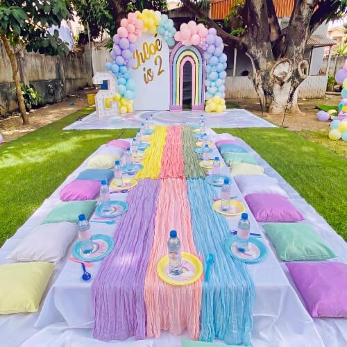 6 Pcs Pastel Cheesecloth Table Runner 10ft Colorful Party Decor