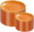Rubtlamp 100Pcs Orange Plastic Plates, Orange Disposable Plates With Gold Rim, Hammered Plastic Plates Include 50 Dessert Platos, 50 Dinner Platos for Thanksgiving Party