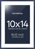 Homeforia 10x14 Picture Frame Navy Blue, High End Metal 10x14 Wall Hanging Frame with Mat 8x12, 10 x 14 Poster Frame Matted to 8 x 12 inch Photo, 10by14 Thin Frames, Tempered Glass, Wall Kit, Set of 1