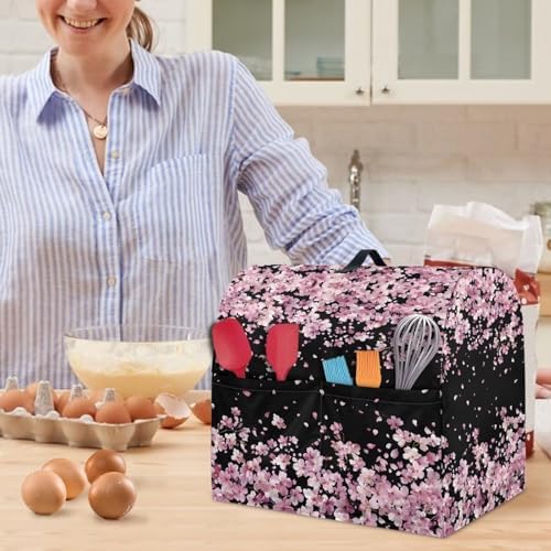 Generic Cherry Blossom Stand Mixer Cover - Universal Size, Waterproof, Polyester, Pink