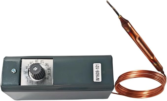 Refrigerator Thermostat Temperature Controller, Replacement for W1609-101 Compatible Units, Universal Fit for Freezers/ACS/Cold Rooms (-34°C to 32°C) with 5ft Capillary, OEM 88965-1