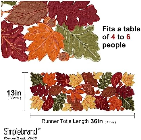 Simplebrand Harvest Fall Table Runner 36 Inches Long for Thanksgiving