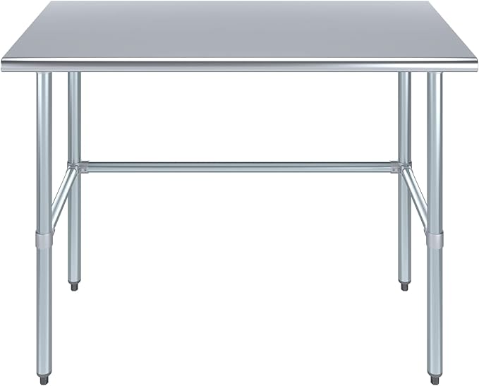 AmGood 24" X 48" Stainless Steel Work Table Open Base | NSF Kitchen Island Food Prep | Laundry Garage Utility Bench