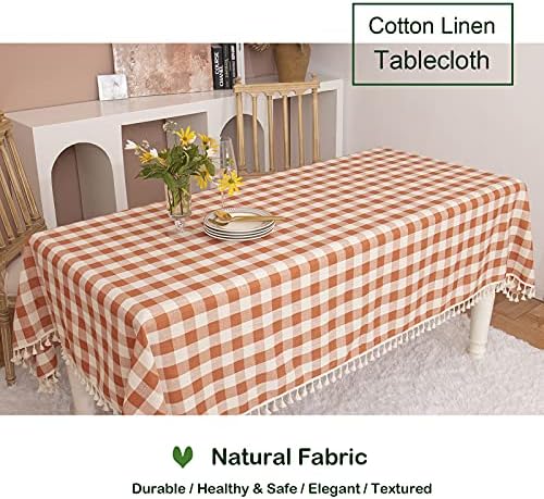 Midsummer Breeze Fall Thanksgiving Orange Gingham Tablecloth 55”x70”