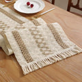 Niviy Boho Summer Table Runner with Tassels 12 x 72 Inches Long, Cream & Brown Rustic Farmhouse Table Runner with Tassels for Home Kitchen Holiday Party and Wedding Decor Runner