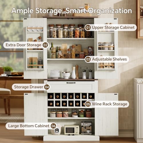 Ball & Cast 71" Kitchen Pantry Cabinet with Adjustable Shelves, White