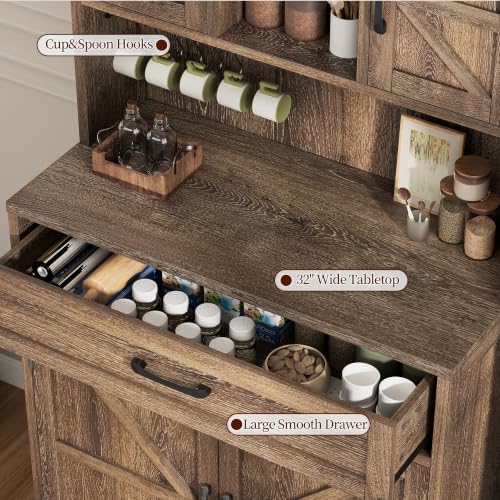 kepptory 69" Tall 63" Wide Extra Large Pantry Storage Cabinet, Brown