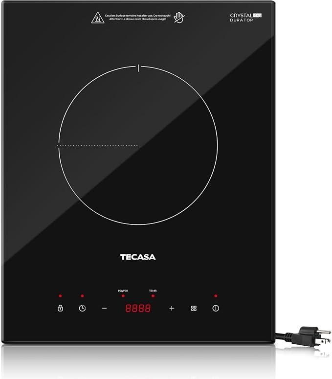 Built-in Induction Cooktop, TECASA 1800W Induction Hob Sensor Touch with 9 Power Levels, 120V Plug-in Single Stove Top Burner with Kids Lock & Timer for Apartment