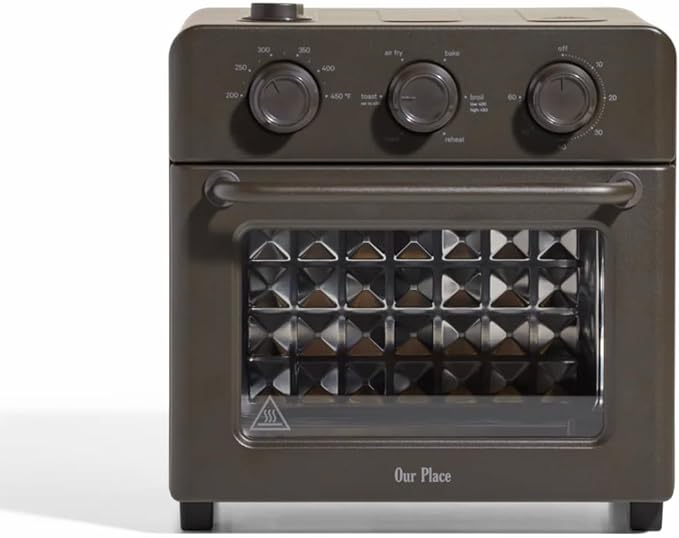 Our Place Wonder Oven | 6-in-1 Stainless Steel Air Fryer Toaster Oven Combo with Basket, Rack, Pan & Tray | Compact 13 QT Countertop Capacity - Toast, Roast, Bake, Reheat, Broil & Steam | Char