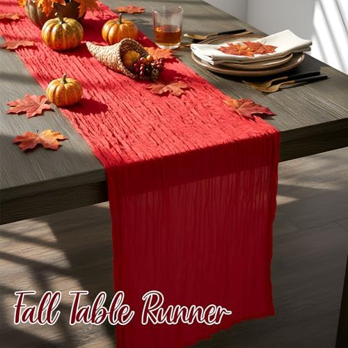 6 Pcs Fall Cheesecloth Table Runner Thanksgiving Boho Gauze 118"