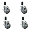 Service Caster Brand Replacement Set for Uline Casters - Swivel 1-1/2 Inch Expanding Stem Casters with 4 Inch Gray Polyurethane Wheel-Includes 4 Swivel Casters and Brakes - Fits Uline Worktable H-5746
