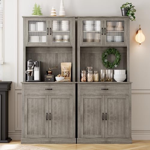 IDEALHOUSE Kitchen Pantry Cabinet with Microwave Stand