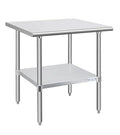 Hally Stainless Steel Table for Prep & Work 30 x 30 Inches, NSF Commercial Heavy Duty Table with Undershelf and Galvanized Legs for Restaurant, Home and Hotel