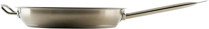 Winco Commercial-Grade Stainless Steel Fry Pan with Helper Handle, Non-Stick, 14"