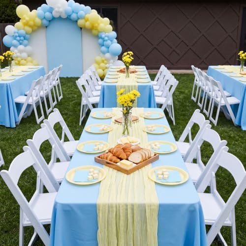 6 Pcs Butter Yellow Cheesecloth Table Runner 118" Cloth Runner